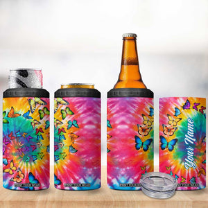 Personalized Butterfly 4 in 1 Can Cooler Tumbler with Hippie Tie Dye Inspired Art TS04 Print Your Wear