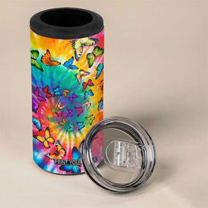 Personalized Butterfly 4 in 1 Can Cooler Tumbler with Hippie Tie Dye Inspired Art TS04 Print Your Wear