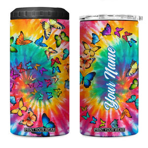 Personalized Butterfly 4 in 1 Can Cooler Tumbler with Hippie Tie Dye Inspired Art TS04 One Size: 16 oz Multicolor Print Your Wear