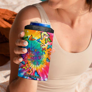 Personalized Butterfly 4 in 1 Can Cooler Tumbler with Hippie Tie Dye Inspired Art TS04 Print Your Wear