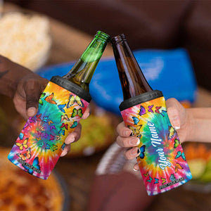 Personalized Butterfly 4 in 1 Can Cooler Tumbler with Hippie Tie Dye Inspired Art TS04 Print Your Wear
