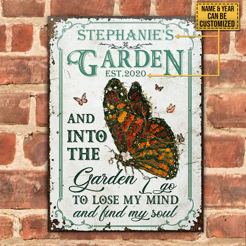 Personalized Metal Sign Butterfly Garden and Into CTM One Size 24x18 inch (60.96x45.72 cm) Custom - Printyourwear