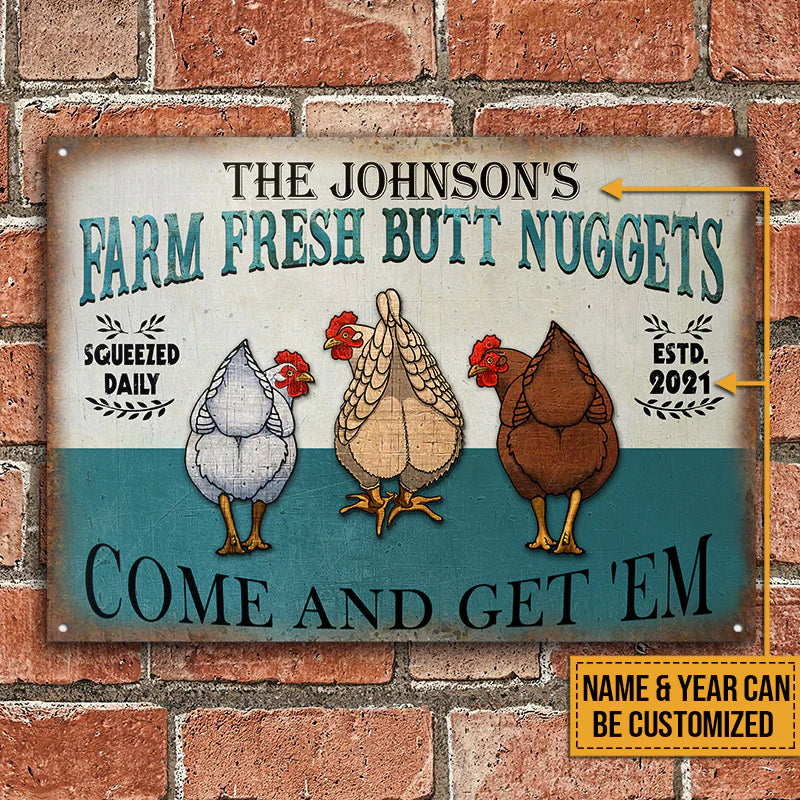 Personalized Metal Sign Chicken Nuggets Light Blue CTM One Size 24x18 inch (60.96x45.72 cm) Custom - Printyourwear