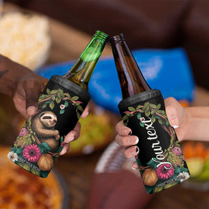 Personalized Colorful Floral Sloth 4 in 1 Can Cooler Tumbler with Artistic Design TS04 Print Your Wear