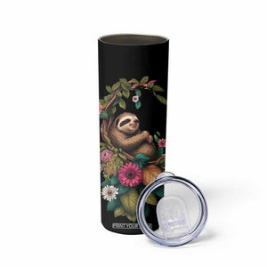 Personalized Colorful Floral Sloth Skinny Tumbler with Artistic Design TS04 Print Your Wear