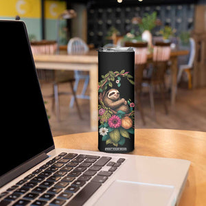 Personalized Colorful Floral Sloth Skinny Tumbler with Artistic Design TS04 Print Your Wear