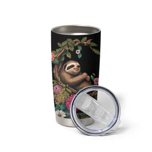 Personalized Colorful Floral Sloth Tumbler Cup with Artistic Design TS04 Print Your Wear