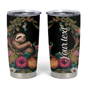 Personalized Colorful Floral Sloth Tumbler Cup with Artistic Design TS04 Black Print Your Wear