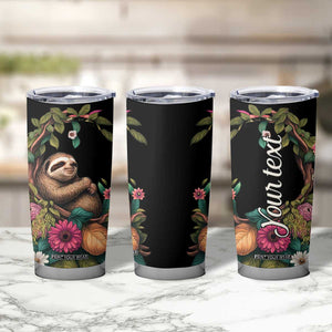 Personalized Colorful Floral Sloth Tumbler Cup with Artistic Design TS04 Print Your Wear