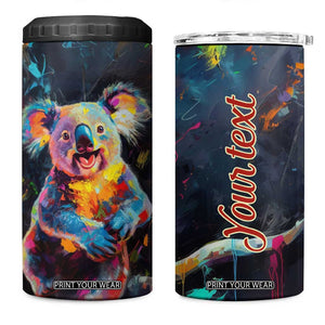 Personalized Colorful Koala 4 in 1 Can Cooler Tumbler with Vibrant Artistic Theme TS04 One Size: 16 oz Multicolor Print Your Wear