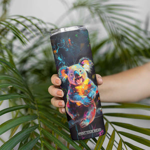Personalized Colorful Koala Skinny Tumbler with Vibrant Artistic Theme TS04 Print Your Wear