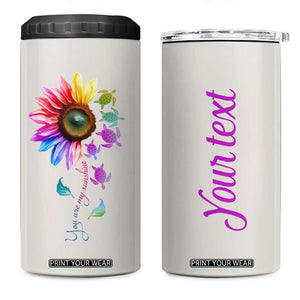 Personalized Colorful Turtle 4 in 1 Can Cooler Tumbler with You Are My Sunshine Theme TS04 One Size: 16 oz Multicolor Print Your Wear
