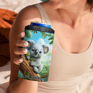 Personalized Cute Koala 4 in 1 Can Cooler Tumbler with Playful Animal Illustration TS04 Print Your Wear