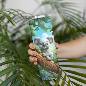 Personalized Cute Koala Skinny Tumbler with Playful Animal Illustration TS04 Print Your Wear