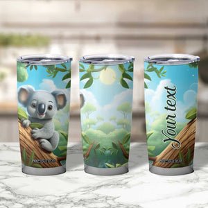 Personalized Cute Koala Tumbler Cup with Playful Animal Illustration TS04 Print Your Wear