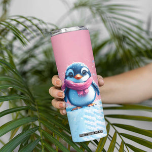 Personalized Cute Penguin Skinny Tumbler in Snowy Winter Scene TS04 Print Your Wear