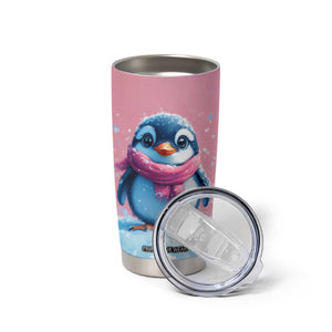 Personalized Cute Penguin Tumbler Cup in Snowy Winter Scene TS04 Print Your Wear