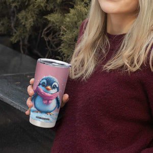 Personalized Cute Penguin Tumbler Cup in Snowy Winter Scene TS04 Print Your Wear