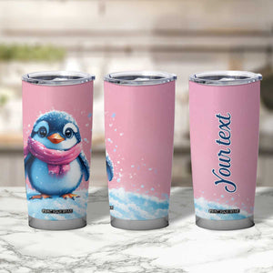 Personalized Cute Penguin Tumbler Cup in Snowy Winter Scene TS04 Print Your Wear