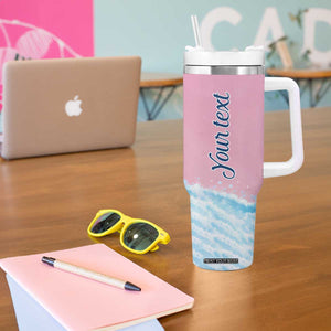 Personalized Cute Penguin Tumbler With Handle in Snowy Winter Scene TS04 Print Your Wear