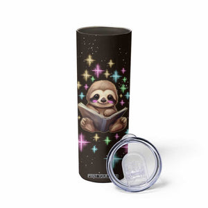 Personalized Cute Sloth Skinny Tumbler Reading Books Illustration TS04 Print Your Wear