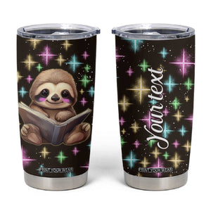 Personalized Cute Sloth Tumbler Cup Reading Books Illustration TS04 Multicolor Print Your Wear