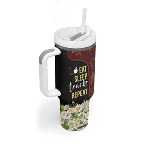 Personalized Eat Sleep Teach Tumbler With Handle Repeat Teacher Quote Design TS04 Print Your Wear