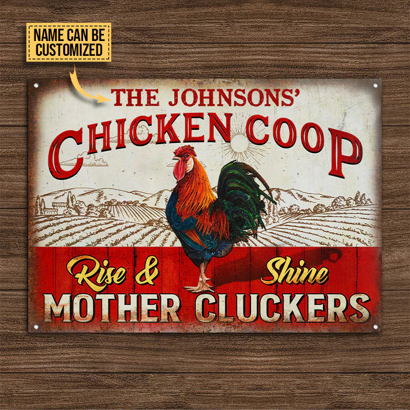Personalized Metal Sign Farm Chicken Coop Rise and Shine CTM One Size 24x18 inch (60.96x45.72 cm) Custom - Printyourwear