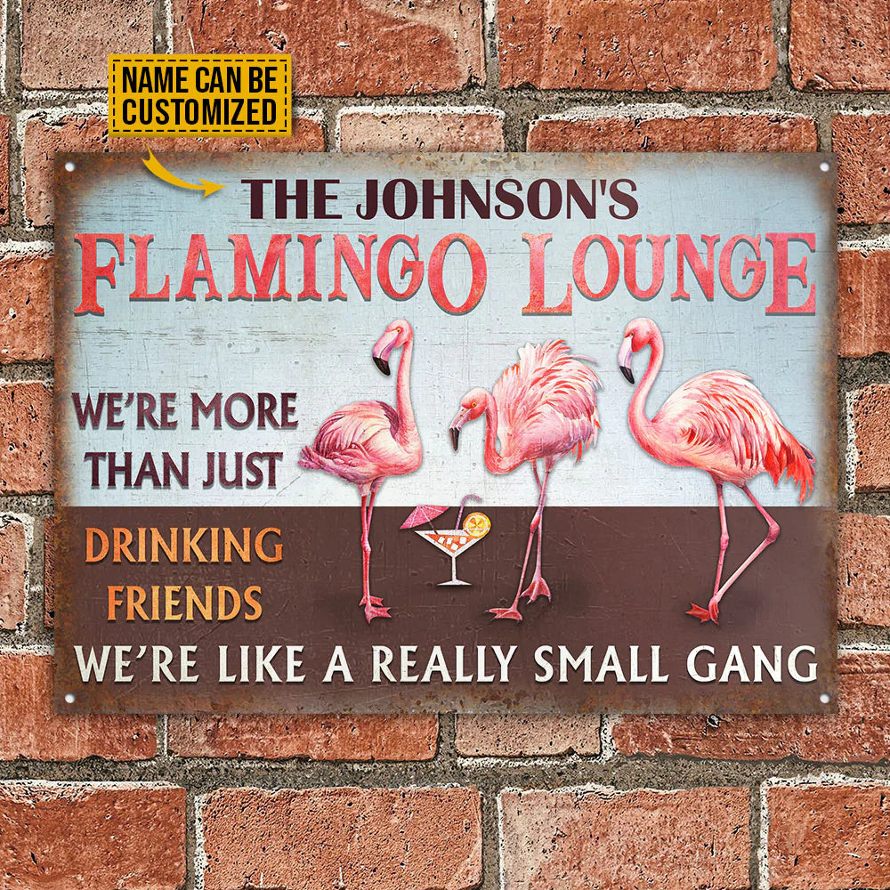 Personalized Metal Sign Flamingo Lounge Small Gang CTM One Size 24x18 inch (60.96x45.72 cm) Custom - Printyourwear