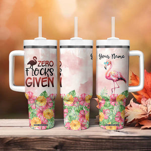 Personalized Flamingo Tumbler With Handle with Zero Flocks Given Bold Theme TS04 Print Your Wear