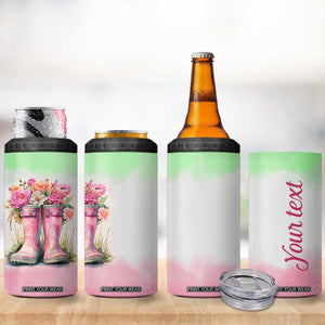 Personalized Floral Gardening Boots 4 in 1 Can Cooler Tumbler with Rustic Style TS04 Print Your Wear