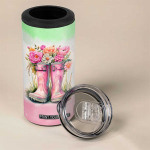 Personalized Floral Gardening Boots 4 in 1 Can Cooler Tumbler with Rustic Style TS04 Print Your Wear