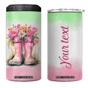 Personalized Floral Gardening Boots 4 in 1 Can Cooler Tumbler with Rustic Style TS04 One Size: 16 oz Multicolor Print Your Wear