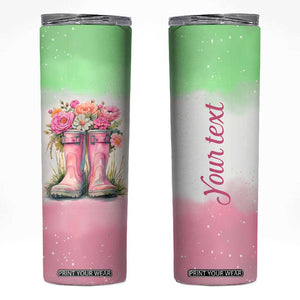 Personalized Floral Gardening Boots Skinny Tumbler with Rustic Style TS04 Multicolor Print Your Wear