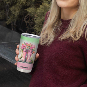 Personalized Floral Gardening Boots Tumbler Cup with Rustic Style TS04 Print Your Wear
