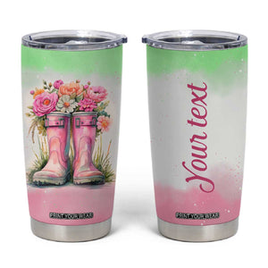 Personalized Floral Gardening Boots Tumbler Cup with Rustic Style TS04 Multicolor Print Your Wear