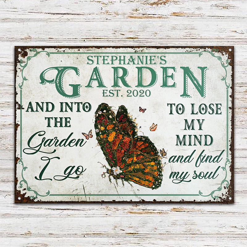 Personalized Garden Floral Art Find My Soul Metal Signs CTM One Size 24x18 inch (60.96x45.72 cm) Custom - Printyourwear