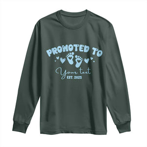 Personalized Gender Reveal Long Sleeve Shirt Custom Text Baby Boy Reveal Blue Family Matching TS10 Dark Forest Green Print Your Wear