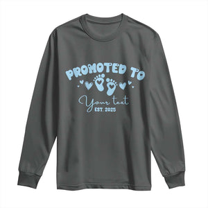 Personalized Gender Reveal Long Sleeve Shirt Custom Text Baby Boy Reveal Blue Family Matching TS10 Dark Heather Print Your Wear
