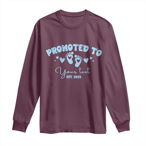 Personalized Gender Reveal Long Sleeve Shirt Custom Text Baby Boy Reveal Blue Family Matching TS10 Maroon Print Your Wear