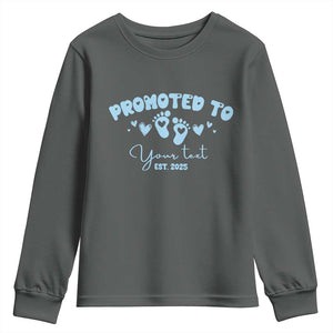 Personalized Gender Reveal Youth Sweatshirt Custom Text Baby Boy Reveal Blue Family Matching TS10 Dark Heather Print Your Wear