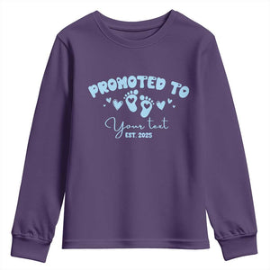 Personalized Gender Reveal Youth Sweatshirt Custom Text Baby Boy Reveal Blue Family Matching TS10 Purple Print Your Wear