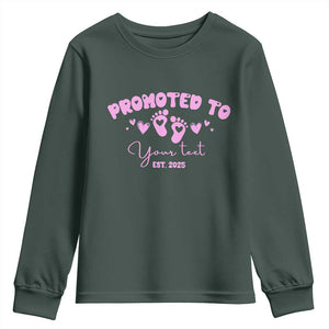 Personalized Gender Reveal Youth Sweatshirt Custom Text Baby Girl Reveal Pink Family Matching TS10 Dark Forest Green Print Your Wear