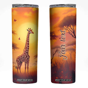 Personalized Giraffe Skinny Tumbler in the Savanna with Nature Scene TS04 Multicolor Print Your Wear