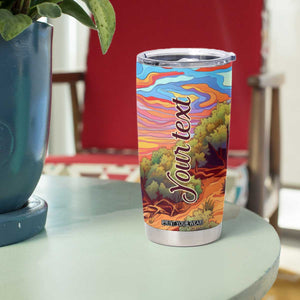 Personalized Giraffe Tumbler Cup with Colorful Sunset Background TS04 Print Your Wear