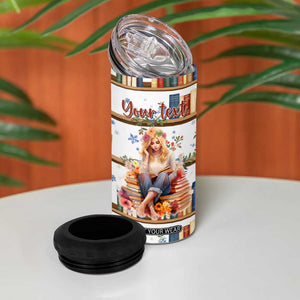 Personalized Girl 4 in 1 Can Cooler Tumbler with Books and Just One More Chapter Quote TS04 Print Your Wear