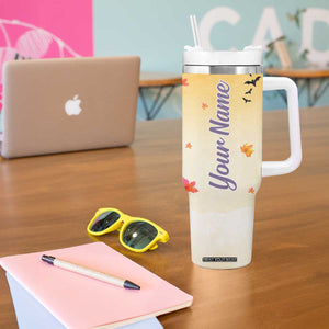 Personalized Halloween Pumpkin Tumbler With Handle with Autumn Harvest Design TS04 Print Your Wear