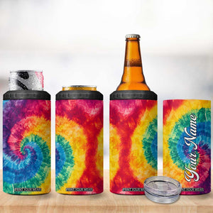Personalized Hippie Tie Dye 4 in 1 Can Cooler Tumbler with Groovy Style TS04 Print Your Wear