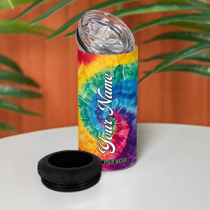 Personalized Hippie Tie Dye 4 in 1 Can Cooler Tumbler with Groovy Style TS04 Print Your Wear