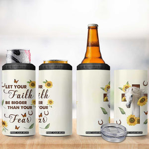 Personalized Horse 4 in 1 Can Cooler Tumbler Quote Let Your Faith Be Bigger Than Your Fear TS04 Print Your Wear
